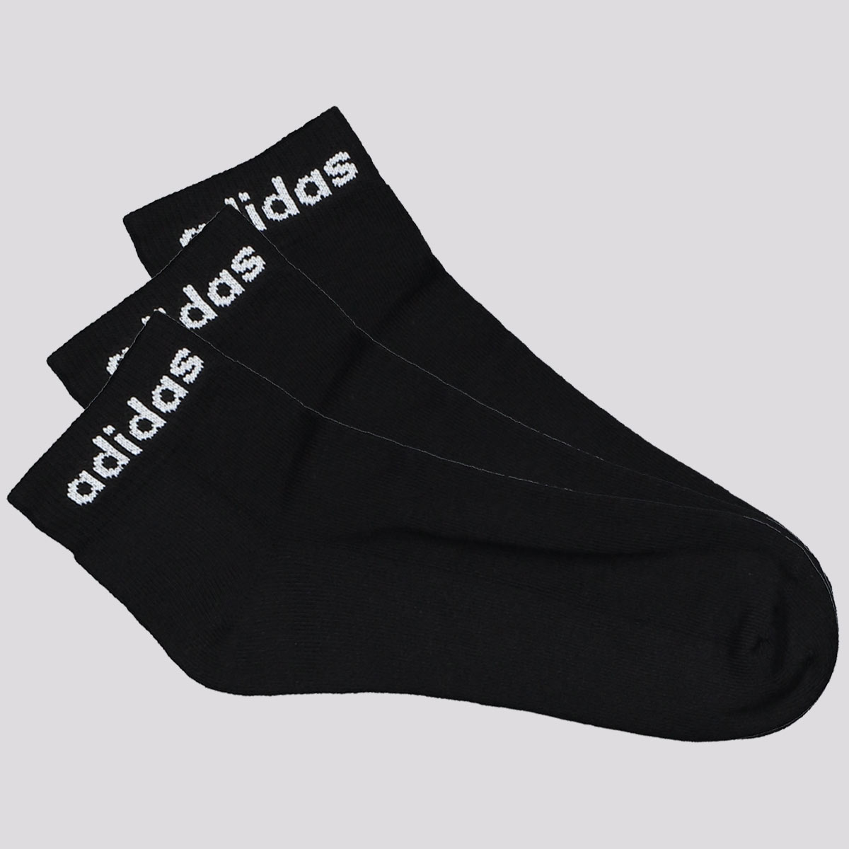 Kit Meia Adidas Logo Linear Ankle 3 Pares Preto