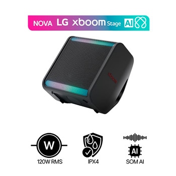 LG xboom Stage 301 by will.i.am | Caixa de Som Bluetooth Portátil | Som exclusivo xboom para Festas e Potência - STAGE301