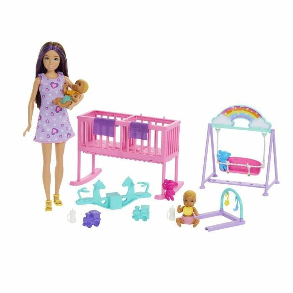 Boneca de bebê com acessórios Barbie the gêmeo playset de salão de quarto