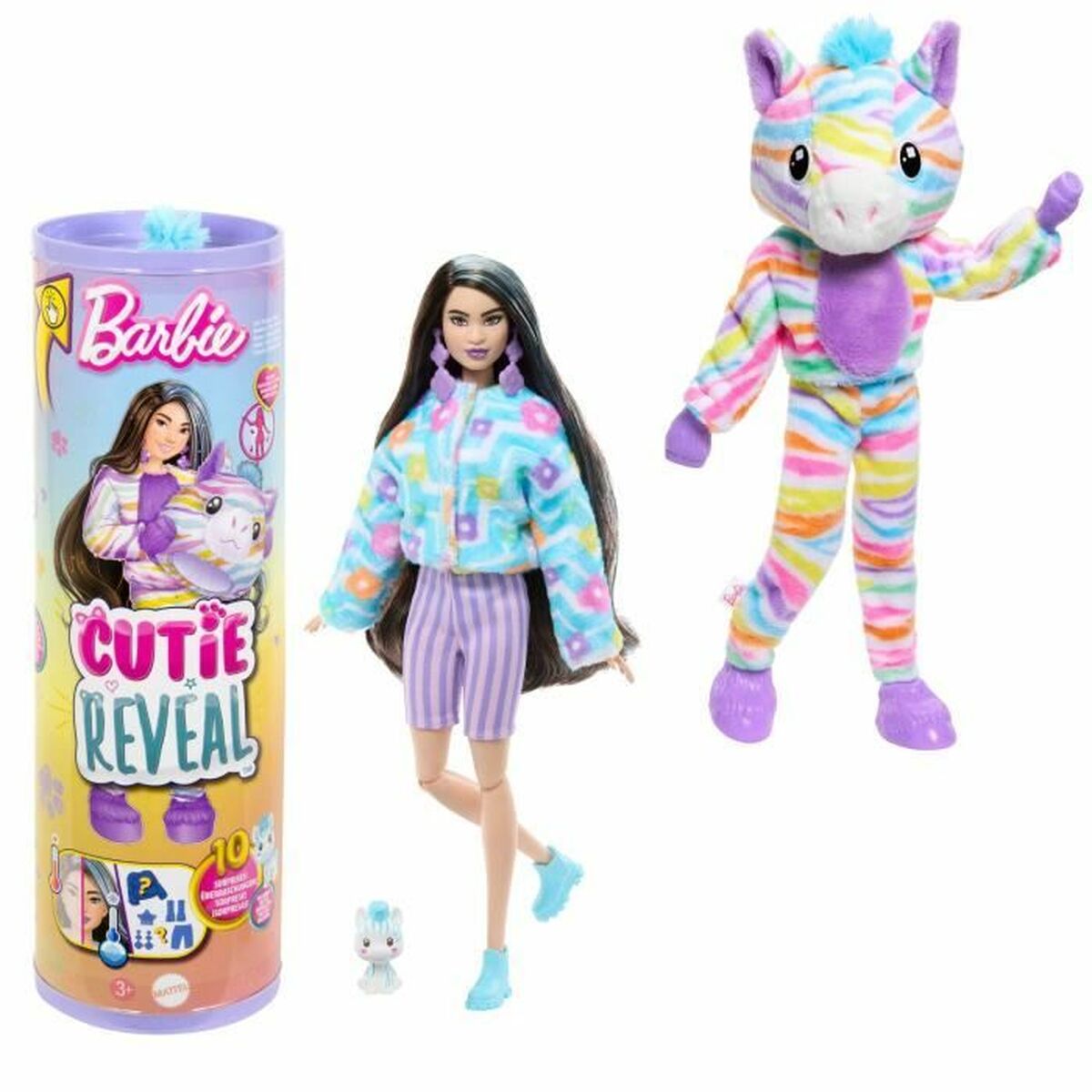 Boneca de bebê com acessórios Barbie Zebra Doll Colorful Dream